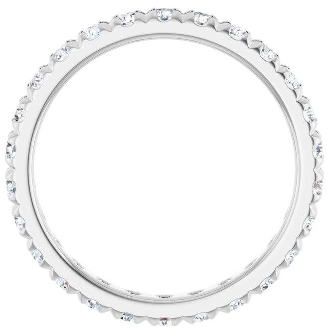 14K White Gold Round 2.25 Mm Vs, F+ Polished 1 Ctw Lab-Grown Diamond Eternity Band