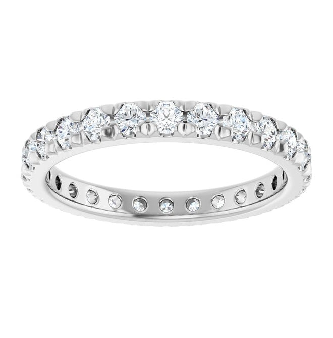 14K White Gold Round 2.25 Mm Vs, F+ Polished 1 Ctw Lab-Grown Diamond Eternity Band