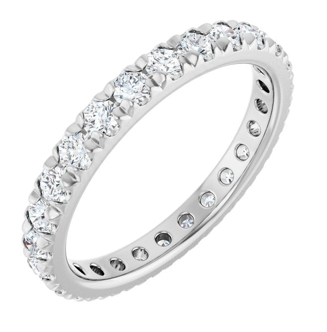 14K White Gold Round 2.25 Mm Vs, F+ Polished 1 Ctw Lab-Grown Diamond Eternity Band