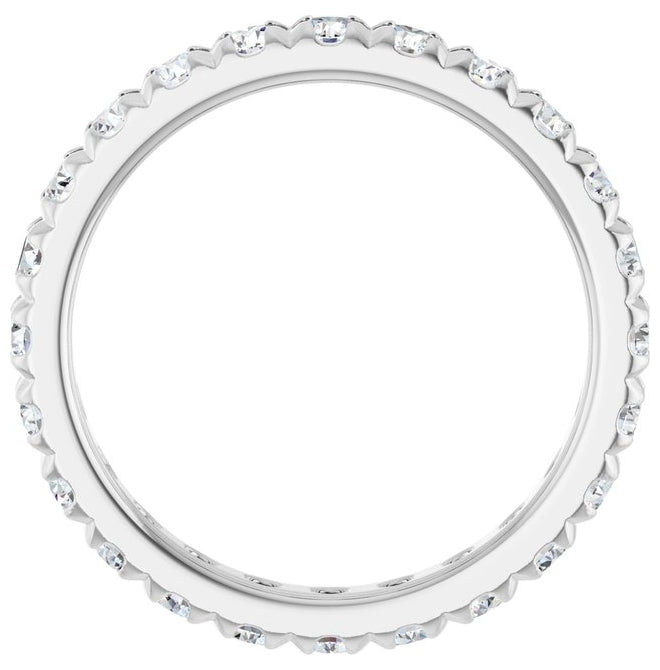 Platinum Round 2.5 Mm Vs, F+ Polished 1 1/4 Ctw Lab-Grown Diamond French-Set Eternity Band, Size 4