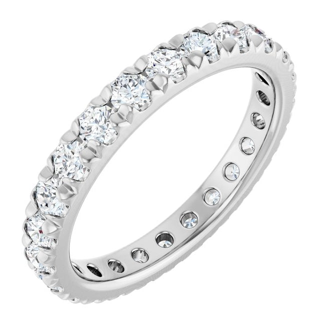 Platinum Round 2.5 Mm Vs, F+ Polished 1 1/4 Ctw Lab-Grown Diamond French-Set Eternity Band, Size 4