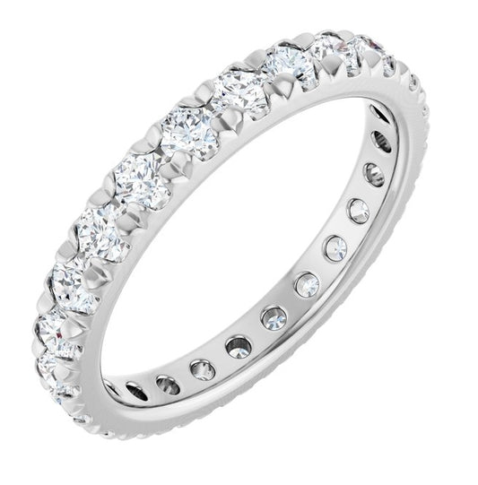 Platinum Round 2.5 Mm Vs, F+ Polished 1 1/4 Ctw Lab-Grown Diamond French-Set Eternity Band, Size 4