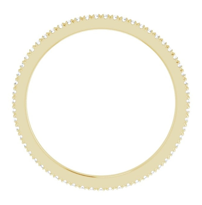 10K Yellow Gold Round 1 Mm Vs, F+ Polished 1/4 Ctw Lab-Grown Diamond French Set Eternity Band, Size 8.5