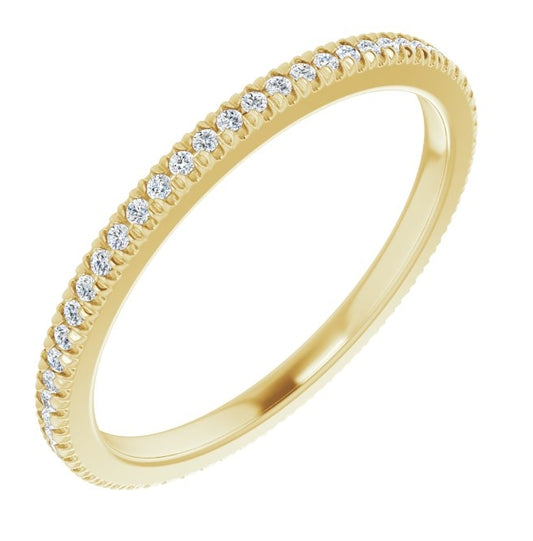 10K Yellow Gold Round 1 Mm Vs, F+ Polished 1/4 Ctw Lab-Grown Diamond French Set Eternity Band, Size 8.5