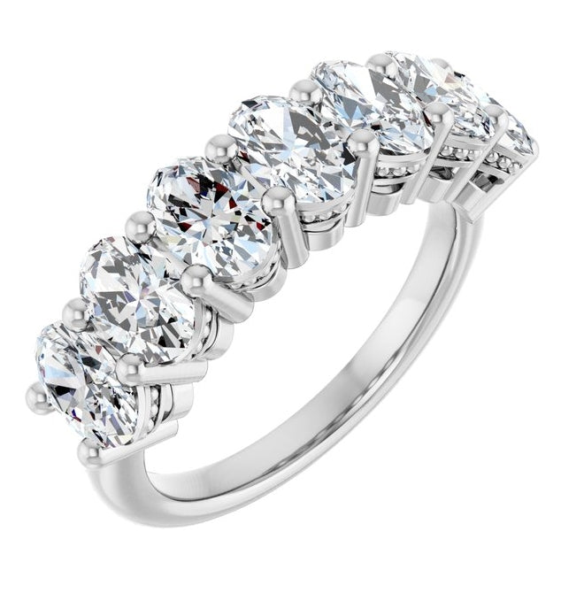 14K Yellow Or White Gold Oval 6 X 4 Mm Polished 2 3/4 Ctw Lab-Grown Diamond Anniversary Band Size 7