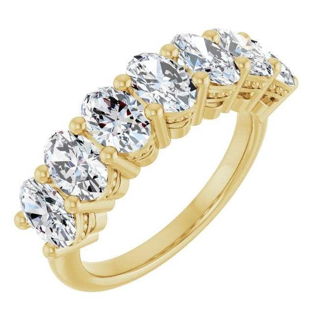 14K Yellow Or White Gold Oval 6 X 4 Mm Polished 2 3/4 Ctw Lab-Grown Diamond Anniversary Band Size 7