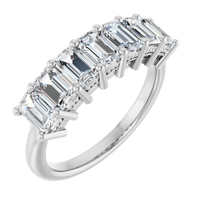 14K Yellow Or White Gold Emerald 5 X 3 Mm Polished 2 1/6 Ctw Lab-Grown Diamond Anniversary Band Size 7