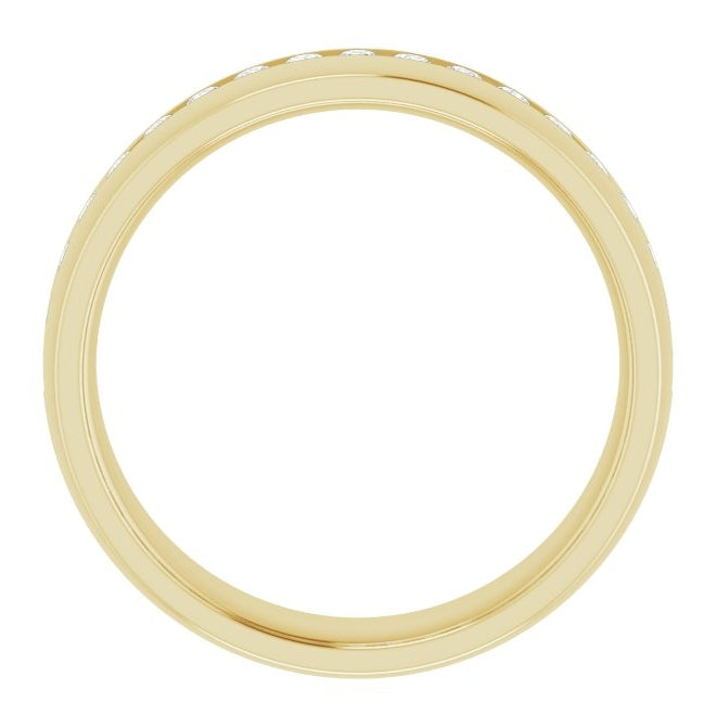 14K Yellow Gold  Round  2 Mm Si2-Si3, G-H  Polished 1/2 Ctw Natural Diamond Band Size 10