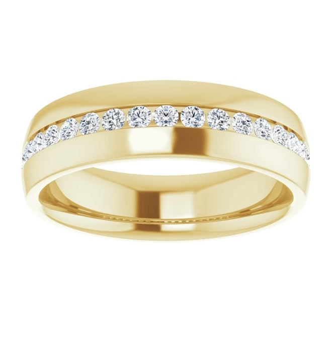 14K Yellow Gold  Round  2 Mm Si2-Si3, G-H  Polished 1/2 Ctw Natural Diamond Band Size 10