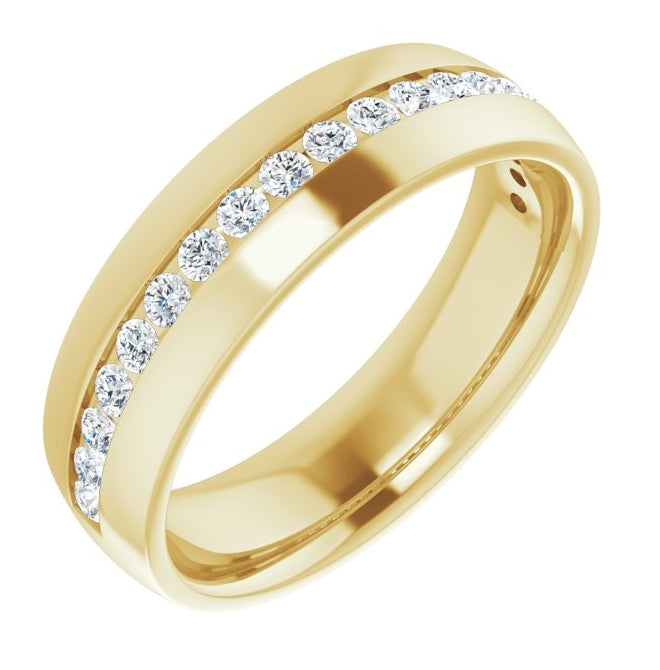14K Yellow Gold  Round  2 Mm Si2-Si3, G-H  Polished 1/2 Ctw Natural Diamond Band Size 10