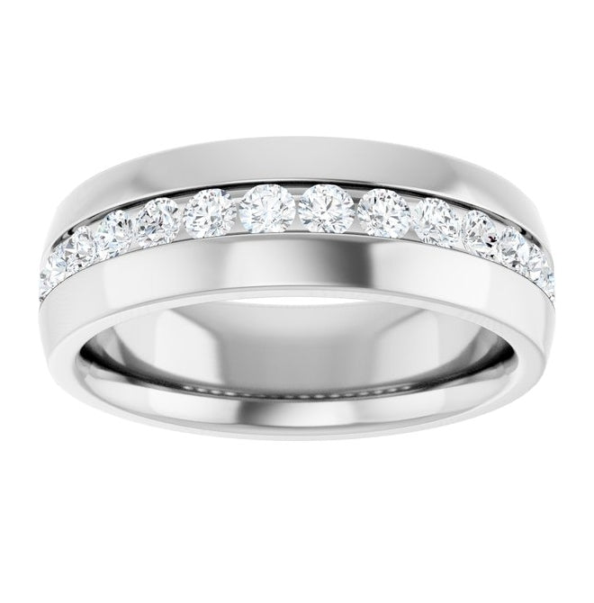 14K Yellow Or White Gold  Round  2.5 Mm Vs, F+  Polished 1 Ctw Lab-Grown Diamond Band