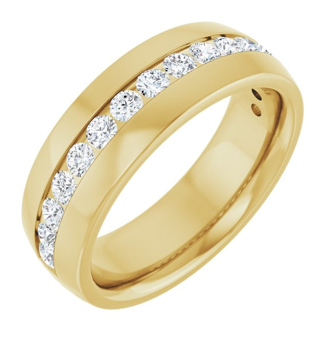 14K Yellow Or White Gold  Round  2.5 Mm Vs, F+  Polished 1 Ctw Lab-Grown Diamond Band