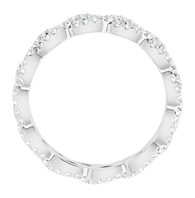 14K White Gold Round 1 Mm Si2-Si3, G-H  Polished 5/8 Ctw Natural Diamond Eternity Band Size 6.5