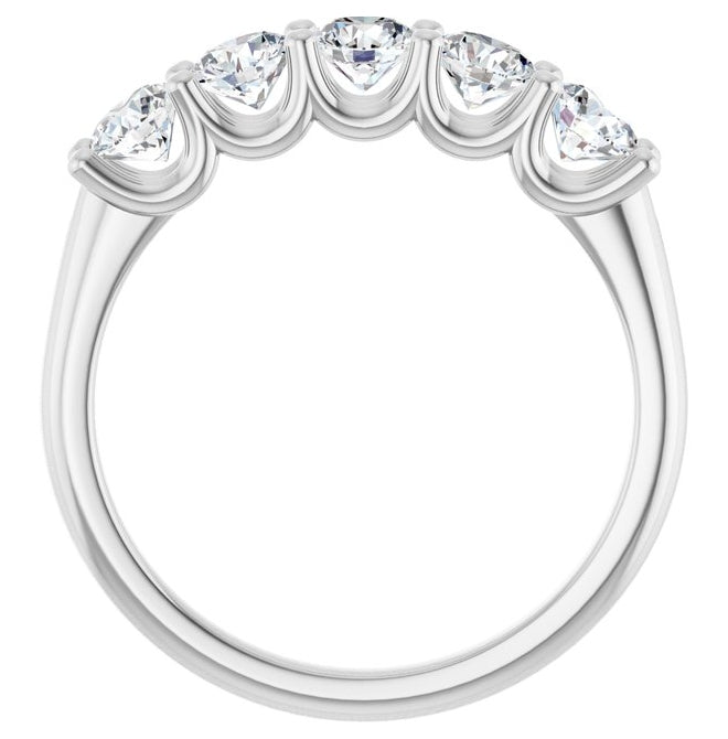 Platinum Round 3.8 Mm Polished 1 Ctw Lab-Grown Diamond Anniversary Band Size 7
