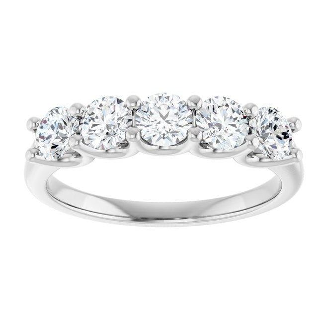 Platinum Round 3.8 Mm Polished 1 Ctw Lab-Grown Diamond Anniversary Band Size 7