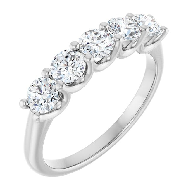 Platinum Round 3.8 Mm Polished 1 Ctw Lab-Grown Diamond Anniversary Band Size 7