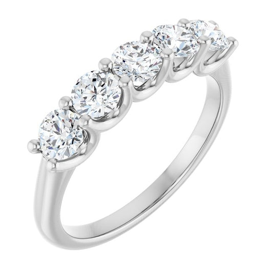 Platinum Round 3.8 Mm Polished 1 Ctw Lab-Grown Diamond Anniversary Band Size 7