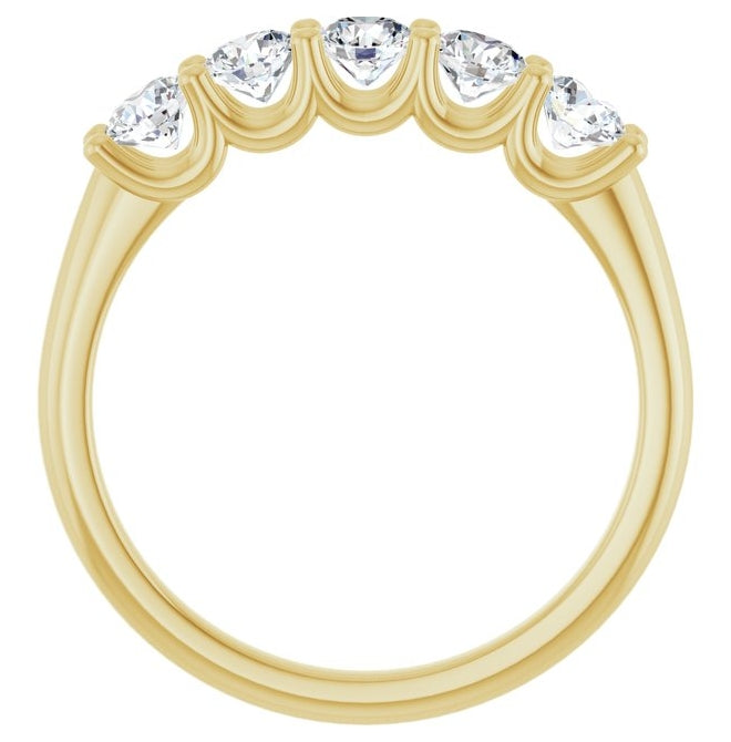 14K Yellow Gold Round 3.5 Mm Polished 3/4 Ctw Lab-Grown Diamond Anniversary Band Size 7