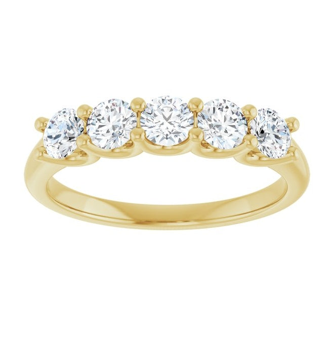 14K Yellow Gold Round 3.5 Mm Polished 3/4 Ctw Lab-Grown Diamond Anniversary Band Size 7