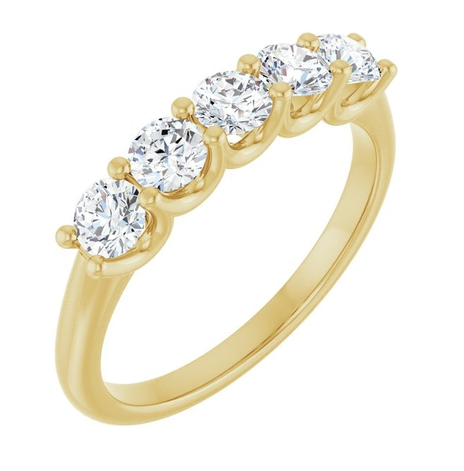 14K Yellow Gold Round 3.5 Mm Polished 3/4 Ctw Lab-Grown Diamond Anniversary Band Size 7