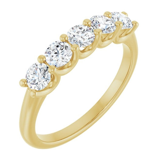 14K Yellow Gold Round 3.5 Mm Polished 3/4 Ctw Lab-Grown Diamond Anniversary Band Size 7