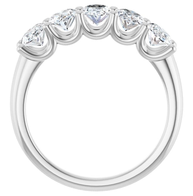 14K White Gold Oval 6 X 4 Mm Polished 2 Ctw Lab-Grown Diamond Anniversary Band Size 7