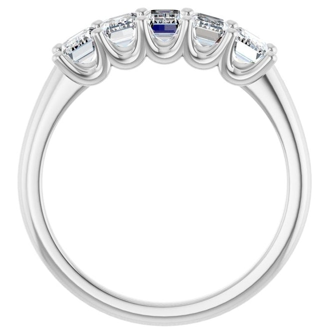 14K White Gold Or Platinum Emerald 5 X 3 Mm Polished 1 1/2 Ctw Lab-Grown Diamond Anniversary Band Size 7