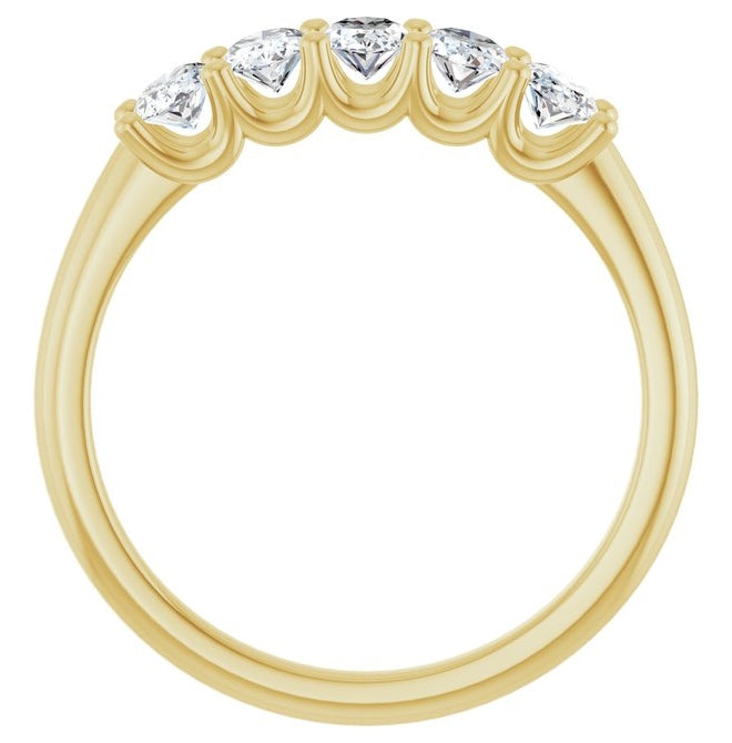 14K Yellow Gold Oval 5 X 3 Mm Polished 1 Ctw Lab-Grown Diamond Anniversary Band Size 7