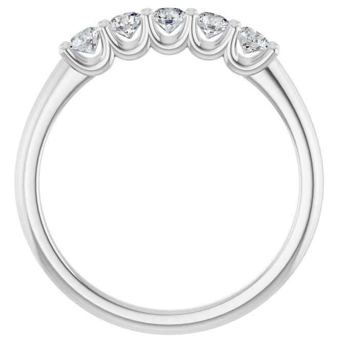 14K White Gold Round 2.75 Mm Polished 1/3 Ctw Lab-Grown Diamond Anniversary Band Size 7