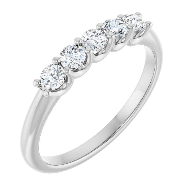 14K White Gold Round 2.75 Mm Polished 1/3 Ctw Lab-Grown Diamond Anniversary Band Size 7
