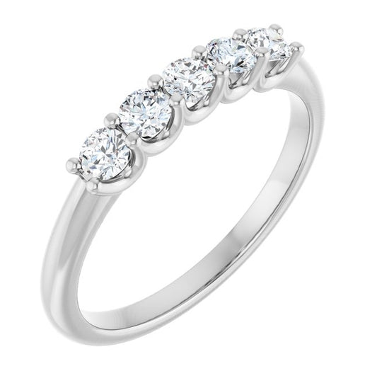 14K White Gold Round 2.75 Mm Polished 1/3 Ctw Lab-Grown Diamond Anniversary Band Size 7