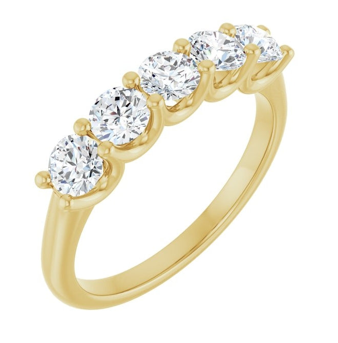 14K Yellow Or White Gold Round 3.75 Mm Polished 1 Ctw Lab-Grown Diamond Anniversary Band Size 7