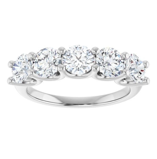 14K Yellow Or White Gold Round 4.8 Mm Polished 1 9/10 Ctw Lab-Grown Diamond Anniversary Band Size 7
