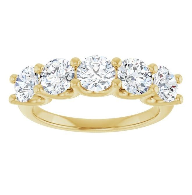 14K Yellow Or White Gold Round 4.8 Mm Polished 1 9/10 Ctw Lab-Grown Diamond Anniversary Band Size 7
