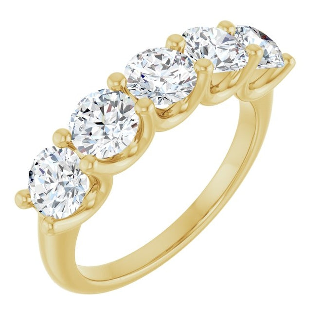 14K Yellow Or White Gold Round 4.8 Mm Polished 1 9/10 Ctw Lab-Grown Diamond Anniversary Band Size 7