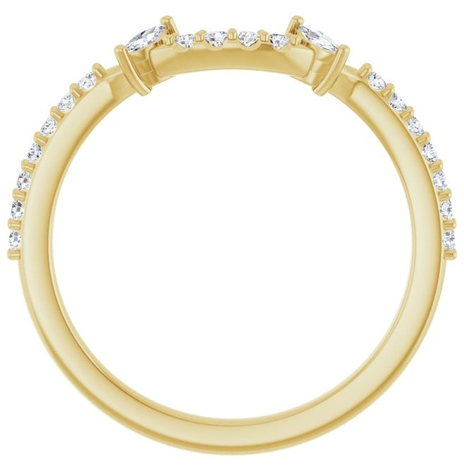 14K Yellow Gold Oval 7 X 5 Mm Si2-Si3, G-H  Polished 1/5 Ctw Natural Diamond Matching Band Size 7
