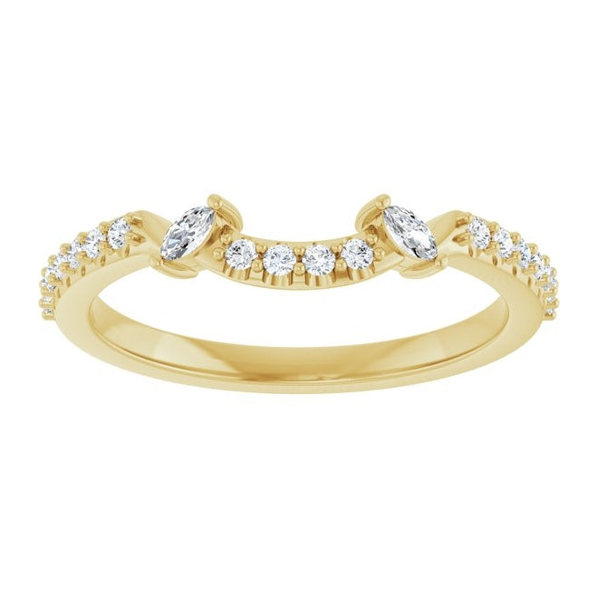 14K Yellow Gold Oval 7 X 5 Mm Si2-Si3, G-H  Polished 1/5 Ctw Natural Diamond Matching Band Size 7
