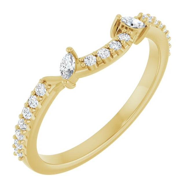 14K Yellow Gold Oval 7 X 5 Mm Si2-Si3, G-H  Polished 1/5 Ctw Natural Diamond Matching Band Size 7