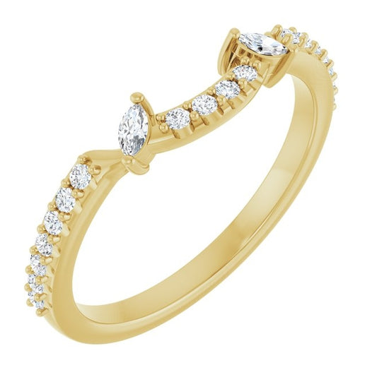 14K Yellow Gold Oval 7 X 5 Mm Si2-Si3, G-H  Polished 1/5 Ctw Natural Diamond Matching Band Size 7