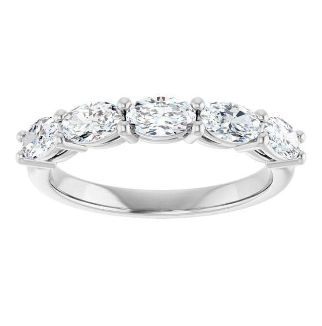14K Yellow Or White Gold Oval 5 X 3 Mm Polished 1 1/6 Ctw Natural Diamond Anniversary Band Size 7