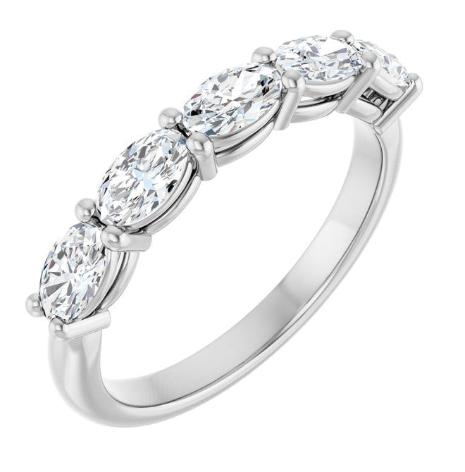 14K Yellow Or White Gold Oval 5 X 3 Mm Polished 1 1/6 Ctw Natural Diamond Anniversary Band Size 7