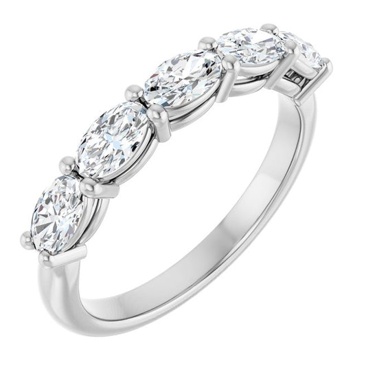 14K Yellow Or White Gold Oval 5 X 3 Mm Polished 1 1/6 Ctw Natural Diamond Anniversary Band Size 7