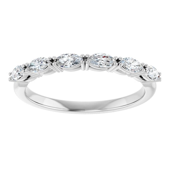 14K Yellow Or White Gold Marquise 4 X 2 Mm Polished 3/8 Ctw Lab-Grown Diamond Anniversary Band Size 7