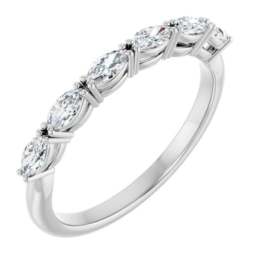 14K Yellow Or White Gold Marquise 4 X 2 Mm Polished 3/8 Ctw Lab-Grown Diamond Anniversary Band Size 7