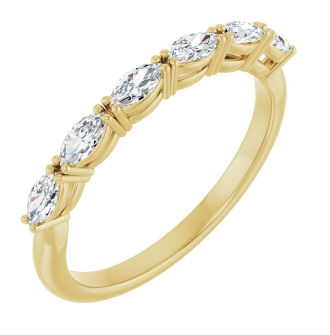 14K Yellow Or White Gold Marquise 4 X 2 Mm Polished 3/8 Ctw Lab-Grown Diamond Anniversary Band Size 7