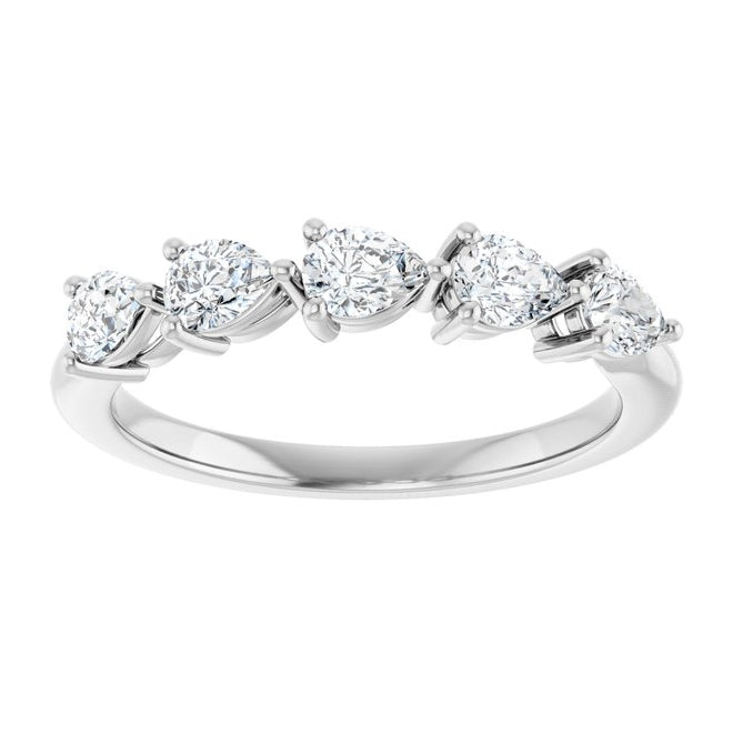 14K Yellow Or White Gold Pear 4 X 3 Mm Polished 3/4 Ctw Lab-Grown Diamond Anniversary Band Size 7