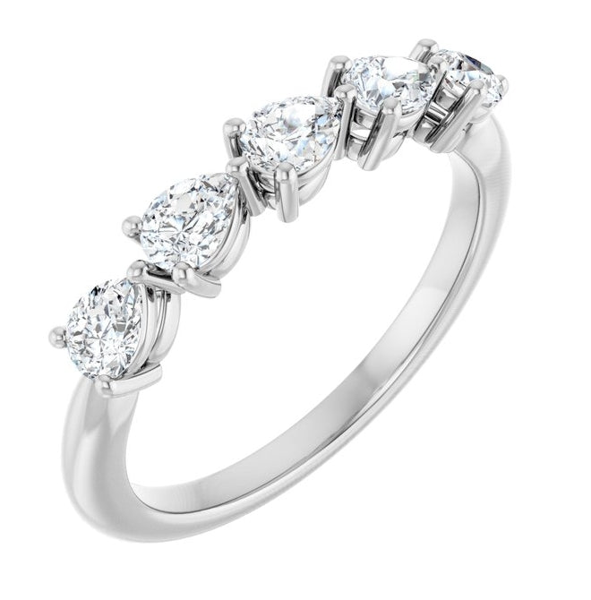 14K Yellow Or White Gold Pear 4 X 3 Mm Polished 3/4 Ctw Lab-Grown Diamond Anniversary Band Size 7