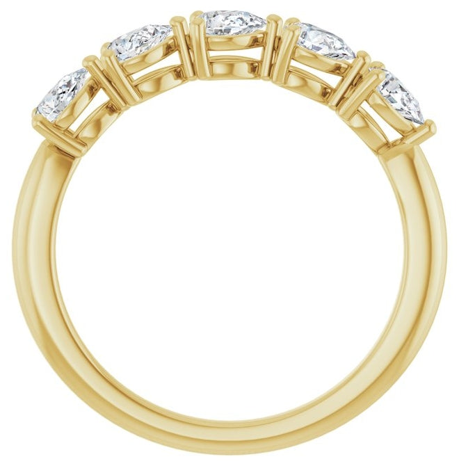 14K Yellow Or White Gold Pear 4 X 3 Mm Polished 3/4 Ctw Lab-Grown Diamond Anniversary Band Size 7