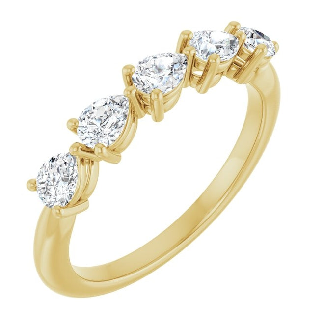 14K Yellow Or White Gold Pear 4 X 3 Mm Polished 3/4 Ctw Lab-Grown Diamond Anniversary Band Size 7