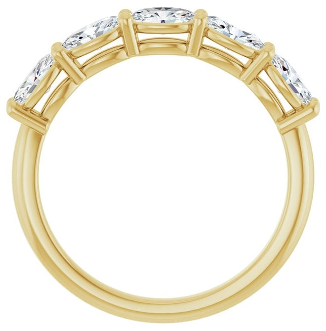 14K Yellow Or White Gold Oval 5 X 3 Mm Polished 1 1/6 Ctw Natural Diamond Anniversary Band Size 7